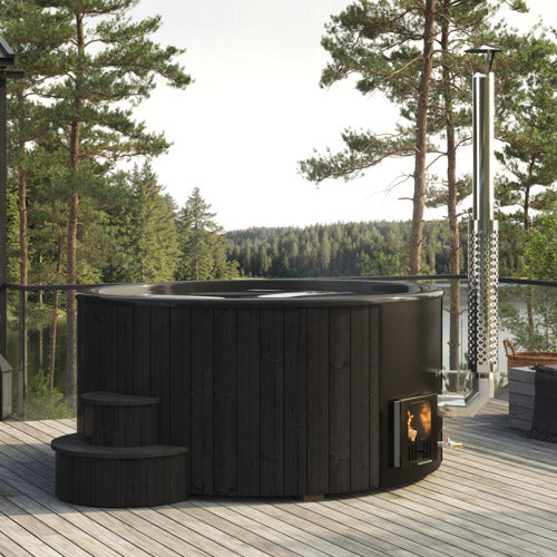 SaunaLife 7 person Wood-Fired Hot Tub Black S6B